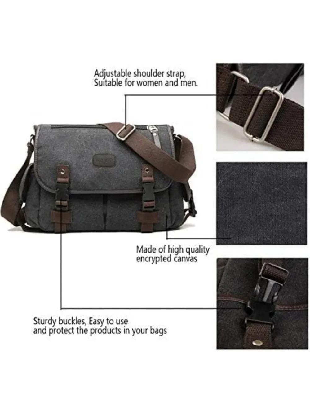 Vintage Canvas Messenger Bag for Laptops 13-17” | Large Shoulder Bag for Men